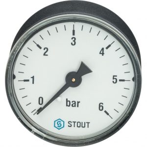 Манометр аксиальный 6 бар Корпус Dn 50 мм 1/4" STOUT SIM-0009-500608